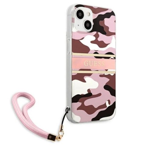 Etui Guess Camo Strap Collection na iPhone 13 - różowe Guess