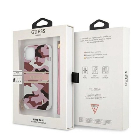 Etui Guess Camo Strap Collection na iPhone 13 - różowe Guess