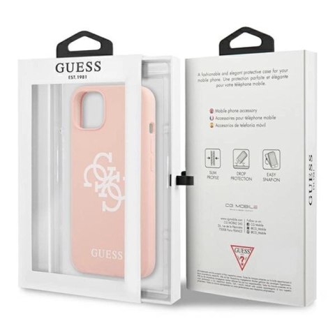Etui Guess Silicone 4G Logo na iPhone 13 mini - różowe Guess