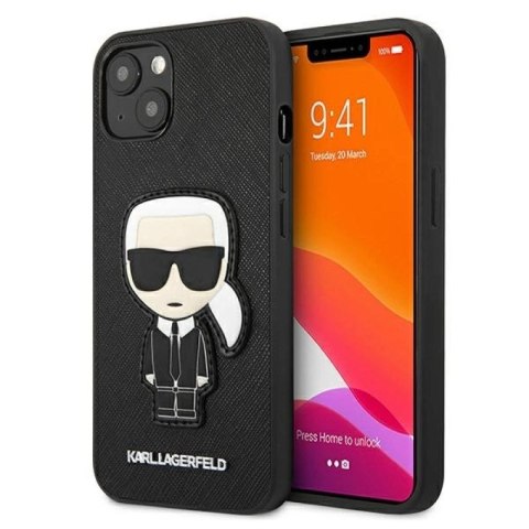 Etui Karl Lagerfeld Saffiano Ikonik Karl's Patch na iPhone 13 mini - czarne Karl Lagerfeld