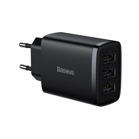 Baseus Compact ładowarka sieciowa 3x USB 17W czarny (CCXJ020101) Baseus