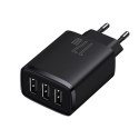 Baseus Compact ładowarka sieciowa 3x USB 17W czarny (CCXJ020101) Baseus