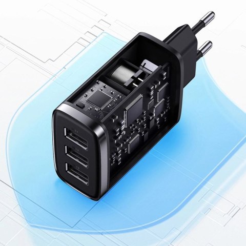 Baseus Compact ładowarka sieciowa 3x USB 17W czarny (CCXJ020101) Baseus