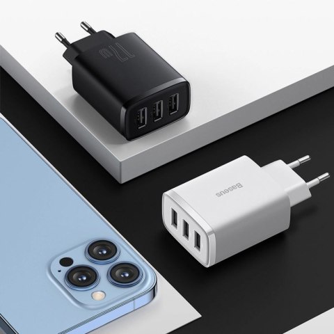 Baseus Compact ładowarka sieciowa 3x USB 17W czarny (CCXJ020101) Baseus