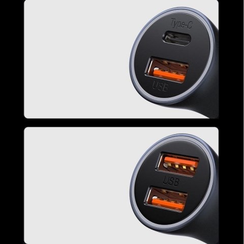 Baseus Golden Contactor Max szybka ładowarka samochodowa USB + USB typu C 60 W Quick Charge niebieski (CGJM000103) Baseus