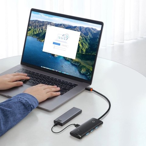 Baseus Lite Series przejściówka HUB USB Typ C - 4x USB 3.0 25cm czarny (WKQX030301) Baseus