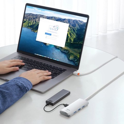 Baseus Lite Series przejściówka HUB USB Typ C - 4x USB 3.0 2m biały (WKQX030502) Baseus