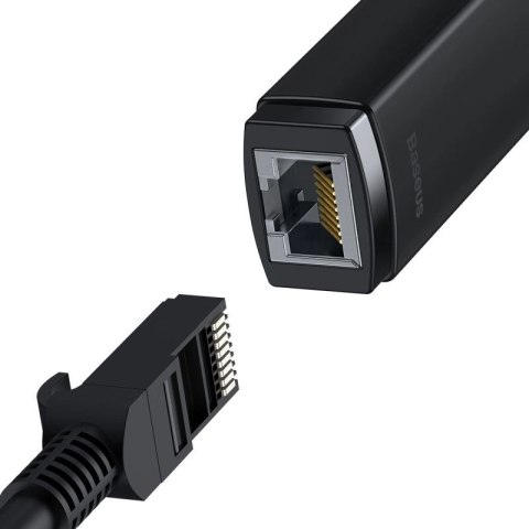Baseus Lite Series zewnętrzna karta sieciowa USB Typ C - RJ-45 1Gbps (1000Mbps) czarny (WKQX000301) Baseus