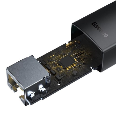 Baseus Lite Series zewnętrzna karta sieciowa USB Typ C - RJ-45 1Gbps (1000Mbps) czarny (WKQX000301) Baseus