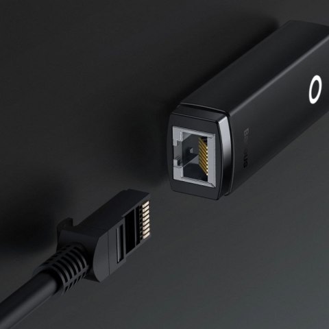 Baseus Lite Series zewnętrzna karta sieciowa USB Typ C - RJ-45 1Gbps (1000Mbps) czarny (WKQX000301) Baseus