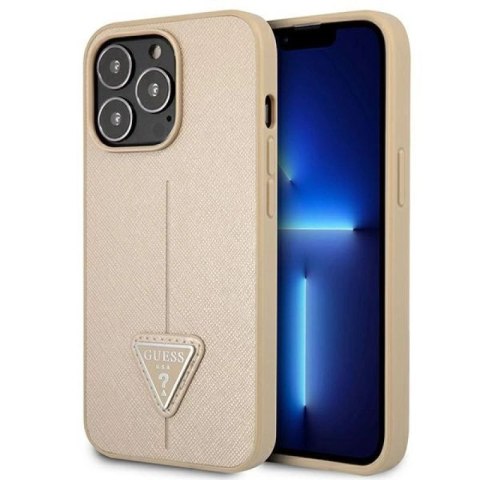Etui Guess Saffiano Triangle Logo na iPhone 13 Pro / iPhone 13 - beżowe Guess