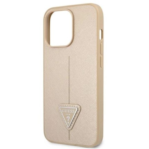 Etui Guess Saffiano Triangle Logo na iPhone 13 Pro / iPhone 13 - beżowe Guess