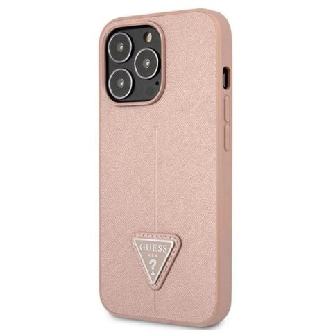 Etui Guess Saffiano Triangle Logo na iPhone 13 Pro / iPhone 13 - różowe Guess