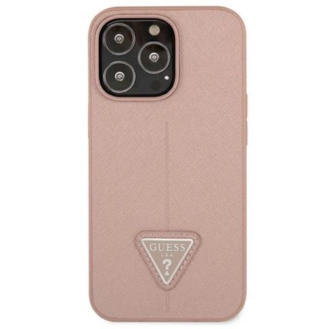 Etui Guess Saffiano Triangle Logo na iPhone 13 Pro / iPhone 13 - różowe Guess