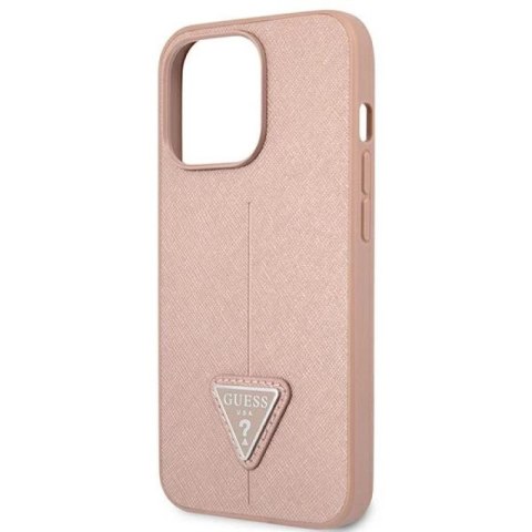 Etui Guess Saffiano Triangle Logo na iPhone 13 Pro / iPhone 13 - różowe Guess