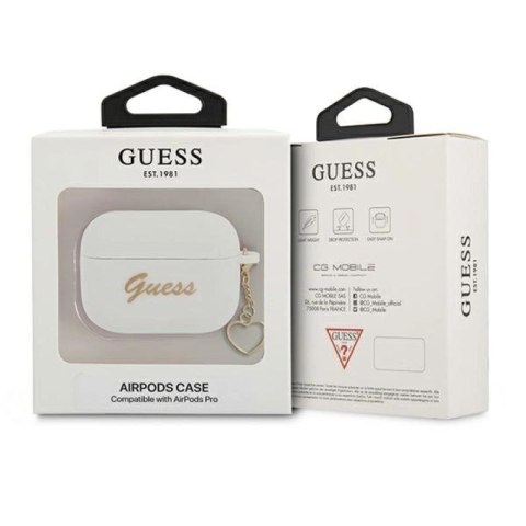 Etui Guess Silicone Charm Heart Collection na AirPods Pro - białe Guess