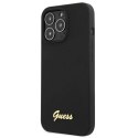 Etui Guess Silicone Script Gold Logo MagSafe na iPhone 13 Pro Max - czarne Guess