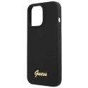 Etui Guess Silicone Script Gold Logo MagSafe na iPhone 13 Pro Max - czarne Guess