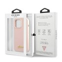 Etui Guess Silicone Script Gold Logo MagSafe na iPhone 13 Pro Max - jasnoróżowe Guess