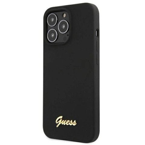 Etui Guess Silicone Script Gold Logo MagSafe na iPhone 13 Pro / iPhone 13 - czarne Guess