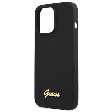 Etui Guess Silicone Script Gold Logo MagSafe na iPhone 13 Pro / iPhone 13 - czarne Guess