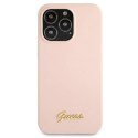 Etui Guess Silicone Script Gold Logo MagSafe na iPhone 13 Pro / iPhone 13 - jasnoróżowe Guess