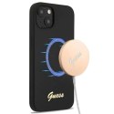 Etui Guess Silicone Script Gold Logo MagSafe na iPhone 13 - czarne Guess