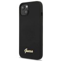 Etui Guess Silicone Script Gold Logo MagSafe na iPhone 13 - czarne Guess