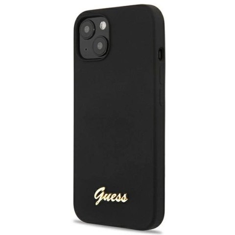 Etui Guess Silicone Script Gold Logo MagSafe na iPhone 13 - czarne Guess