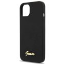 Etui Guess Silicone Script Gold Logo MagSafe na iPhone 13 - czarne Guess
