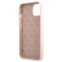 Etui Guess Silicone Script Gold Logo MagSafe na iPhone 13 - jasnoróżowe Guess