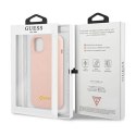 Etui Guess Silicone Script Gold Logo MagSafe na iPhone 13 - jasnoróżowe Guess