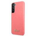 Etui Guess Silicone Script Metal Logo na Samsung Galaxy S22+ - fuksjowy Guess