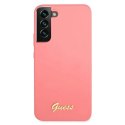 Etui Guess Silicone Script Metal Logo na Samsung Galaxy S22+ - fuksjowy Guess