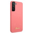 Etui Guess Silicone Script Metal Logo na Samsung Galaxy S22+ - fuksjowy Guess