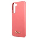 Etui Guess Silicone Script Metal Logo na Samsung Galaxy S22+ - fuksjowy Guess