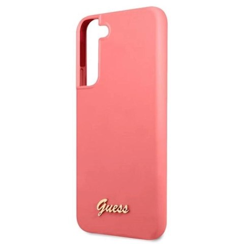 Etui Guess Silicone Script Metal Logo na Samsung Galaxy S22+ - fuksjowy Guess