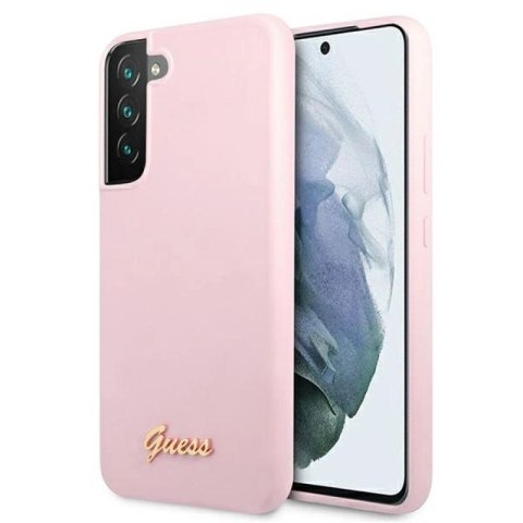 Etui Guess Silicone Script Metal Logo na Samsung Galaxy S22+ - lawendowe Guess