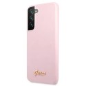 Etui Guess Silicone Script Metal Logo na Samsung Galaxy S22+ - lawendowe Guess