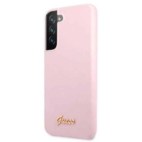 Etui Guess Silicone Script Metal Logo na Samsung Galaxy S22+ - lawendowe Guess