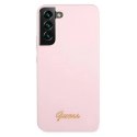Etui Guess Silicone Script Metal Logo na Samsung Galaxy S22+ - lawendowe Guess