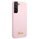 Etui Guess Silicone Script Metal Logo na Samsung Galaxy S22+ - lawendowe Guess