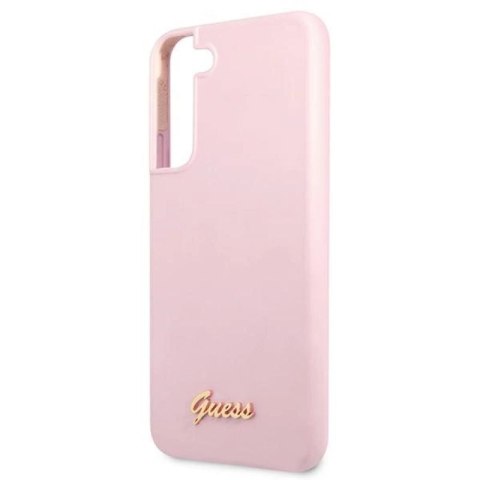 Etui Guess Silicone Script Metal Logo na Samsung Galaxy S22+ - lawendowe Guess