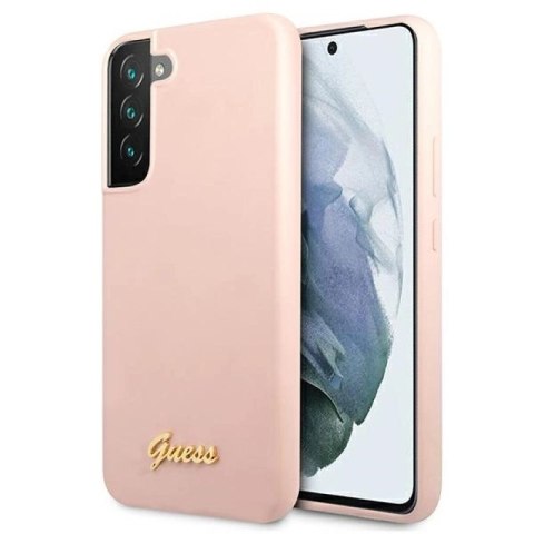 Etui Guess Silicone Script Metal Logo na Samsung Galaxy S22+ - różowe Guess