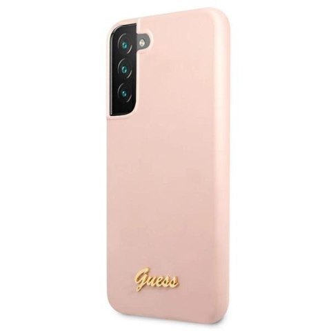 Etui Guess Silicone Script Metal Logo na Samsung Galaxy S22+ - różowe Guess