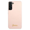Etui Guess Silicone Script Metal Logo na Samsung Galaxy S22+ - różowe Guess