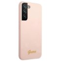 Etui Guess Silicone Script Metal Logo na Samsung Galaxy S22+ - różowe Guess