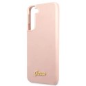 Etui Guess Silicone Script Metal Logo na Samsung Galaxy S22+ - różowe Guess
