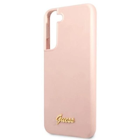 Etui Guess Silicone Script Metal Logo na Samsung Galaxy S22+ - różowe Guess