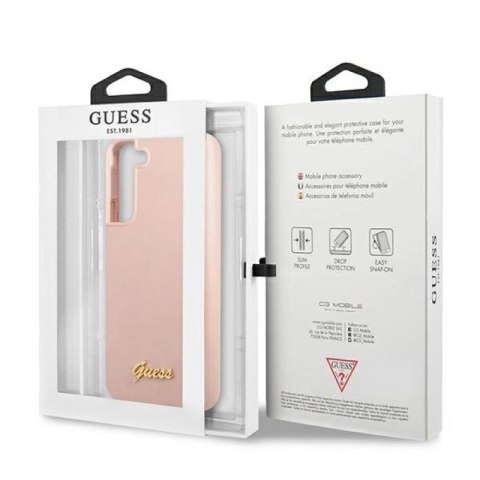 Etui Guess Silicone Script Metal Logo na Samsung Galaxy S22+ - różowe Guess